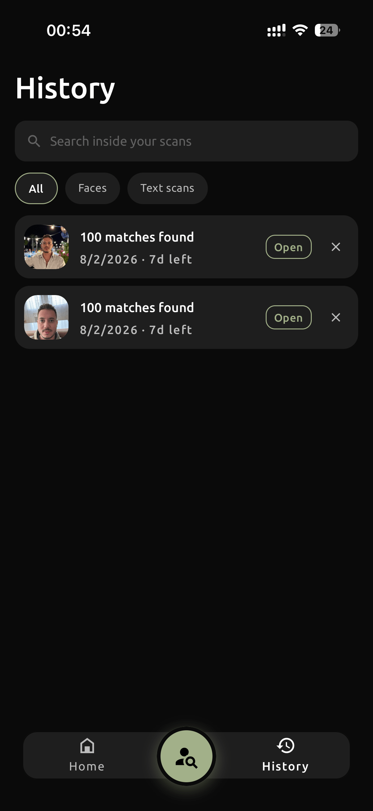 Every search kept for 7 days